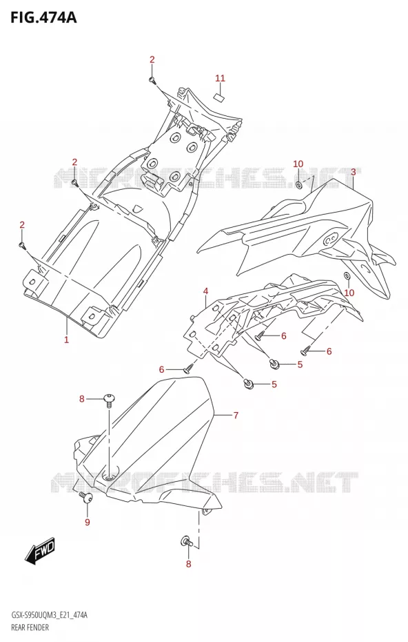 ACHTERSPATBORD Suzuki MOTO 950 GSX-S 2023  GSX-S950WQM3 (E21)