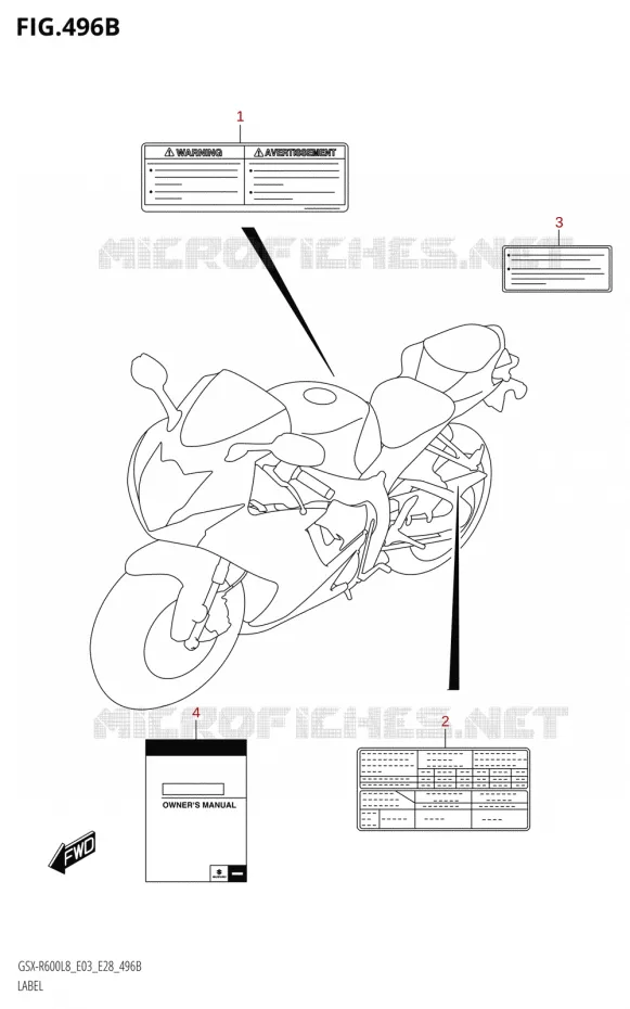 ETIKET (GSX-R600:L8:E28) Suzuki MOTO 600 GSX-R 2018  GSX-R600 L8 (E03,E28,E33)