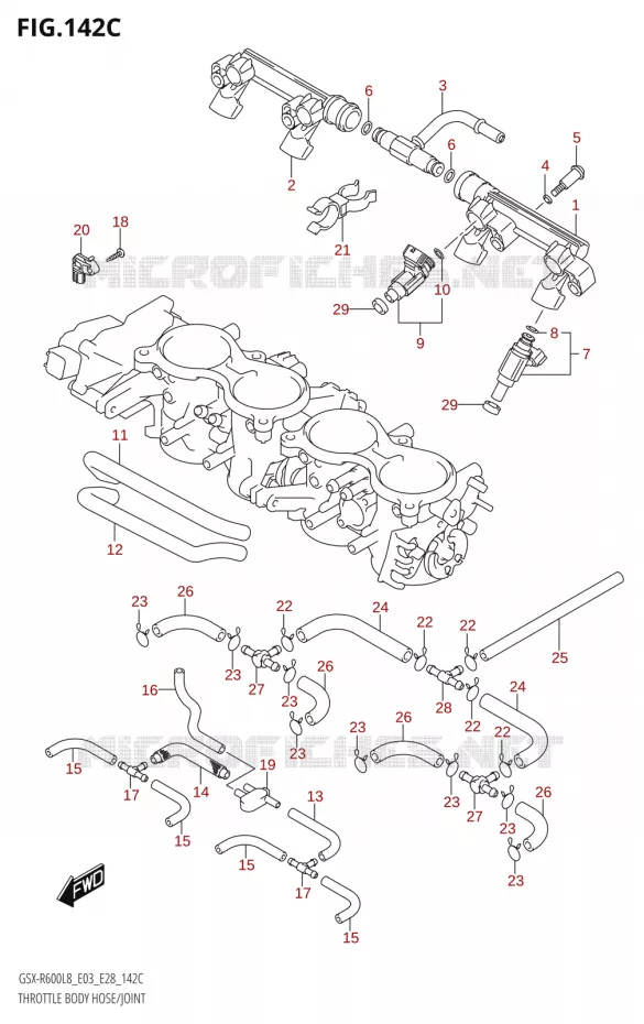 GASKLEPHUIS SLANG / JOINT (GSX-R600:L8:E33) Suzuki MOTO 600 GSX-R 2018  GSX-R600 L8 (E03,E28,E33)