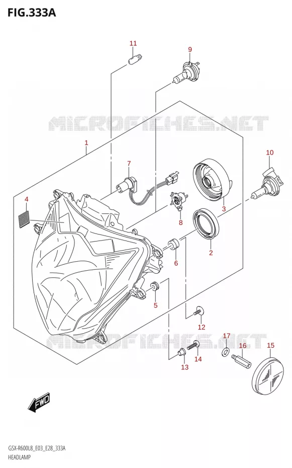 KOPLAMP Suzuki MOTO 600 GSX-R 2018  GSX-R600 L8 (E03,E28,E33)