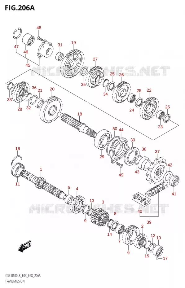 TRANSMISSION Suzuki MOTO 600 GSX-R 2018  GSX-R600 L8 (E03,E28,E33)