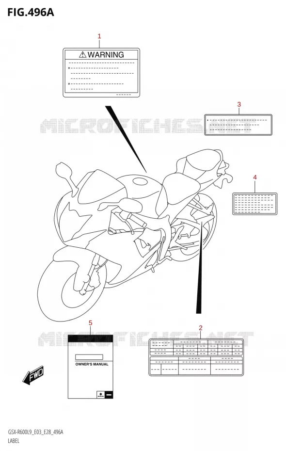 ETIKET (GSX-R600:L9:E03) Suzuki MOTO 600 GSX-R 2019  GSX-R600 L9 (E03,E28,E33)