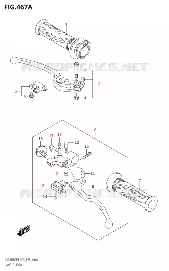 HEFBOMEN - HANDGRIPS Suzuki MOTO 600 GSX-R 2019  GSX-R600 L9 (E03,E28,E33)