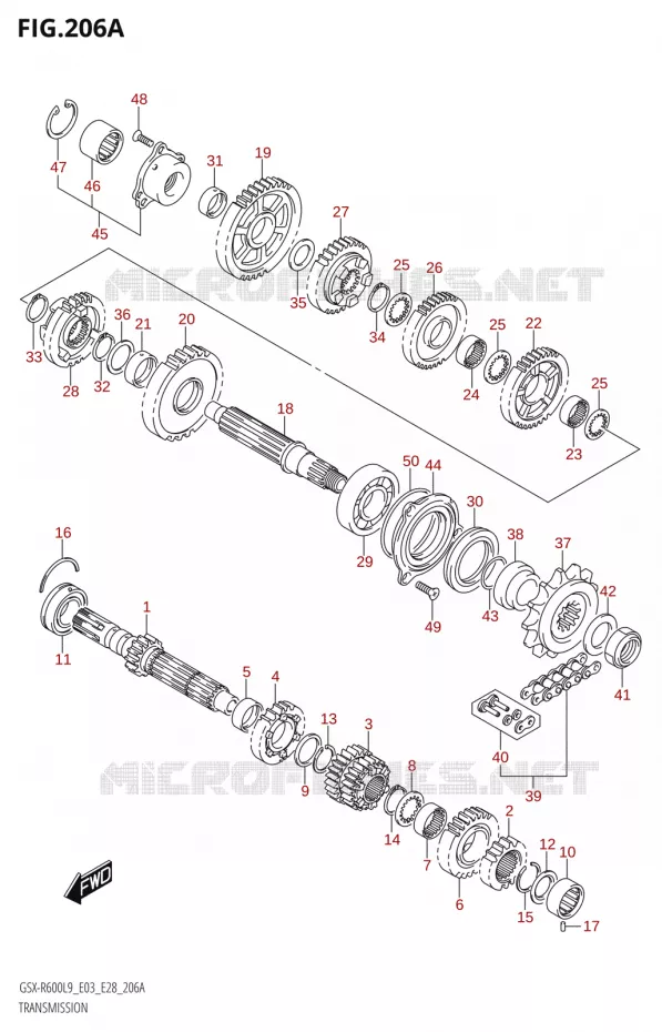TRANSMISSION Suzuki MOTO 600 GSX-R 2019  GSX-R600 L9 (E03,E28,E33)