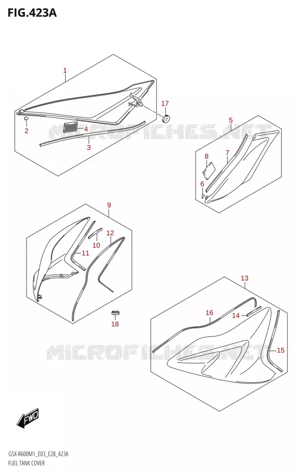 FUEL TANK COVER (GSX-R600) Suzuki MOTO 600 GSX-R 2021  GSX-R600 M1 (E03,E28,E33)