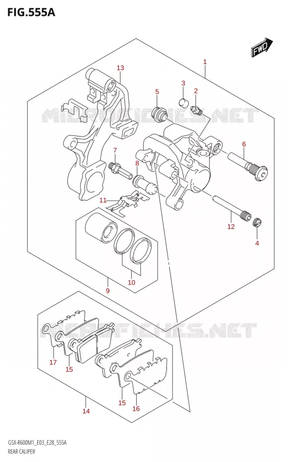 REAR CALIPER Suzuki MOTO 600 GSX-R 2021  GSX-R600 M1 (E03,E28,E33)