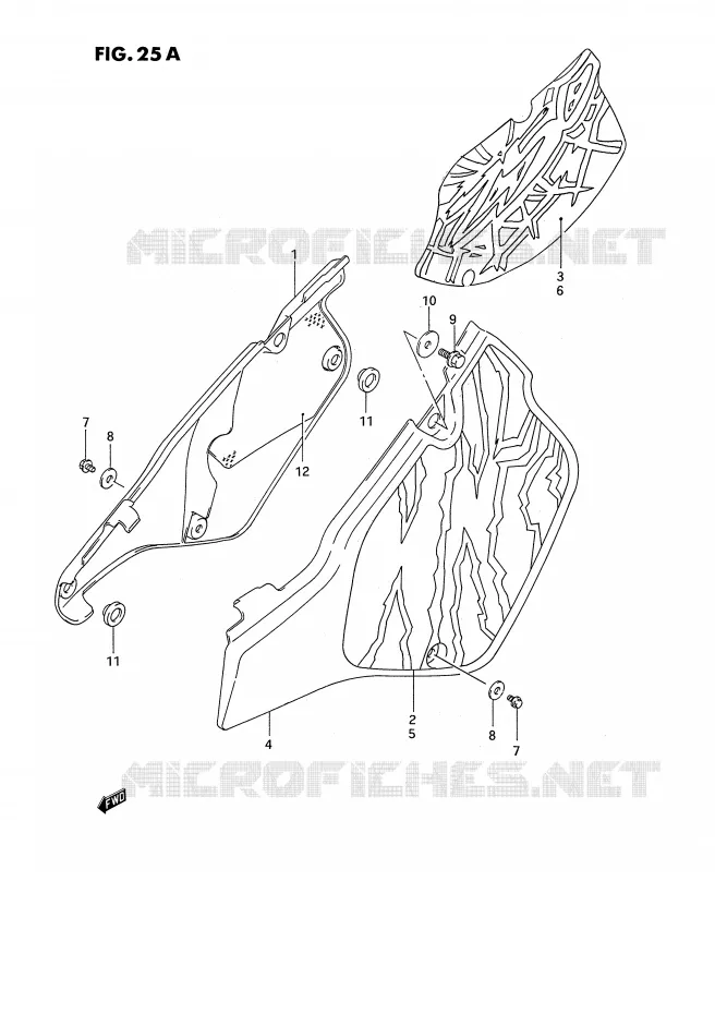 ACHTER KUIP  (MODELE N/P/R/S/T) Suzuki MOTO 250 RMX 1995  RMX250S(E3)