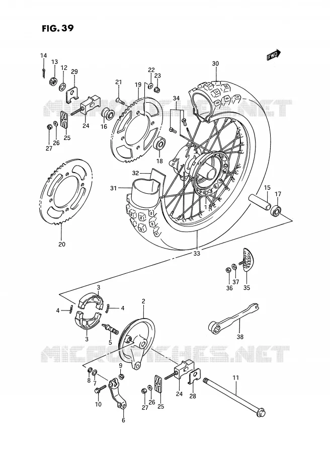 ACHTERWIEL (MODELE G/H/J/K) Suzuki MOTO 80 RM 1994  RM80R(E3)