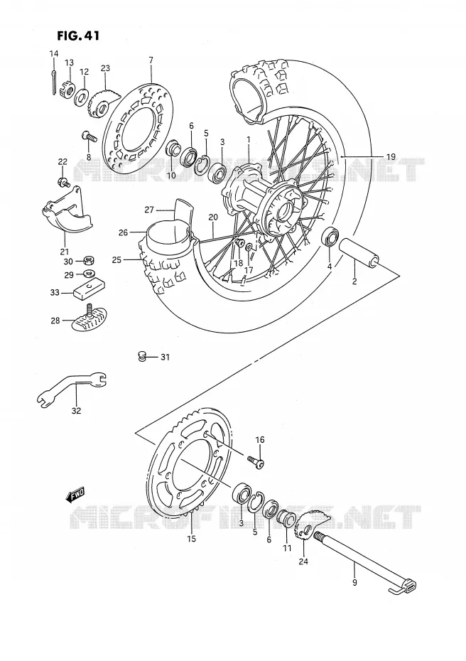 ACHTERWIEL (MODELE K/L/M) Suzuki MOTO 250 RMX 1991  RMX250M(E3)