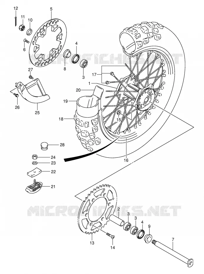 ACHTERWIEL (MODELE K1/K2) Suzuki MOTO 250 RM 2004  RM250K4(E3/E28)