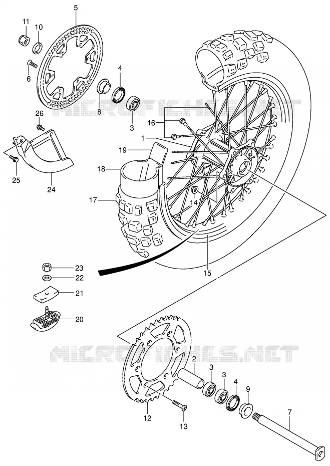 ACHTERWIEL (MODELE K3) Suzuki MOTO 125 RM 2003  RM125K3(E3/E28)