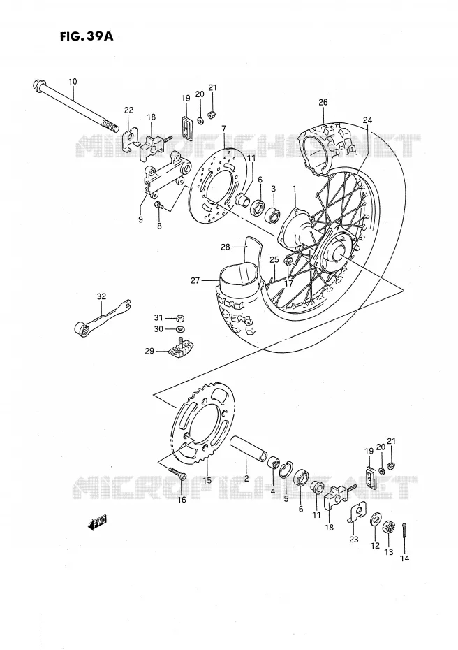 ACHTERWIEL (MODELE L/M/N/P/R/S) Suzuki MOTO 80 RM 1990  RM80XL(E2)
