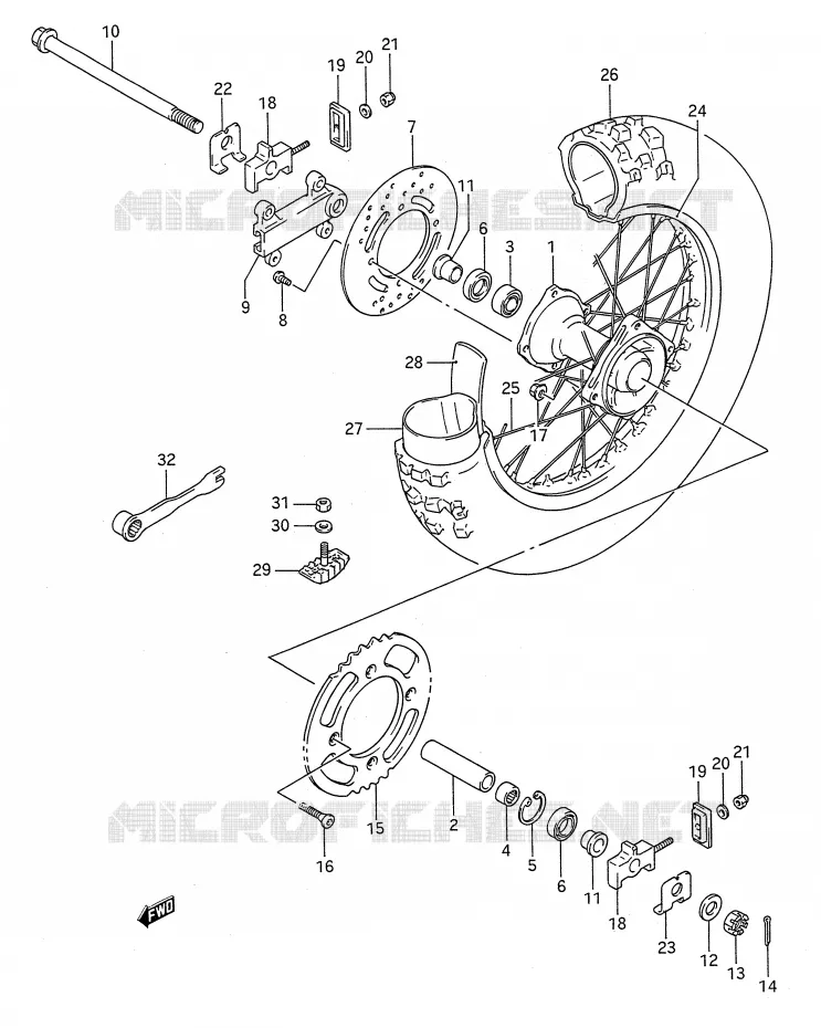 ACHTERWIEL (MODELE L/M/N/P/R/S) Suzuki MOTO 80 RM 1992  RM80N(E28)