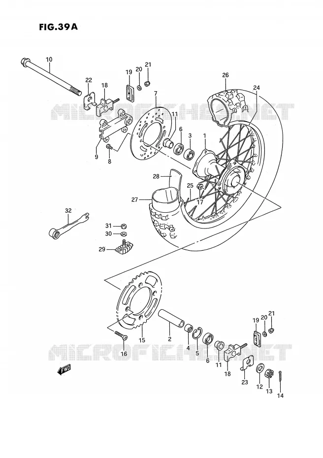 ACHTERWIEL (MODELE L/M/N/P/R/S) Suzuki MOTO 80 RM 1995  RM80S(E3)