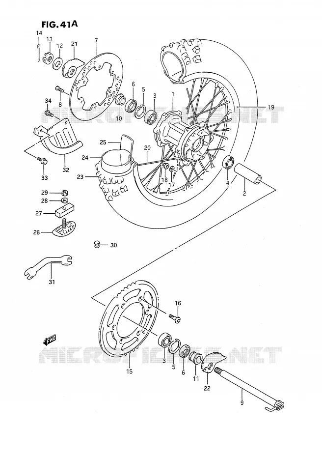 ACHTERWIEL (MODELE N/P/R/S/T) Suzuki MOTO 250 RMX 1996  RMX250T(E3)