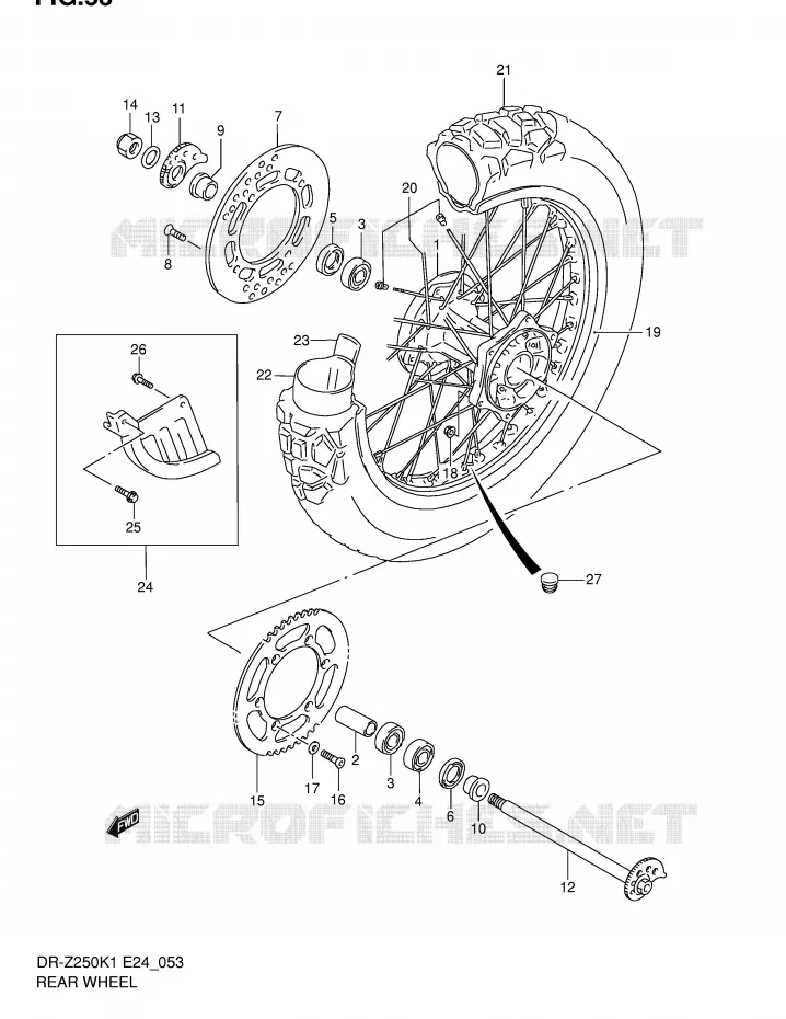 ACHTERWIEL Suzuki MOTO 250 DR-Z 2003  DR-Z250K3(E24)