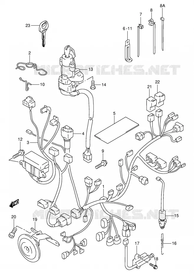 BEDRADING (MODELE V) Suzuki MOTO 1000 TL-S 1997  TL1000SV(E2)