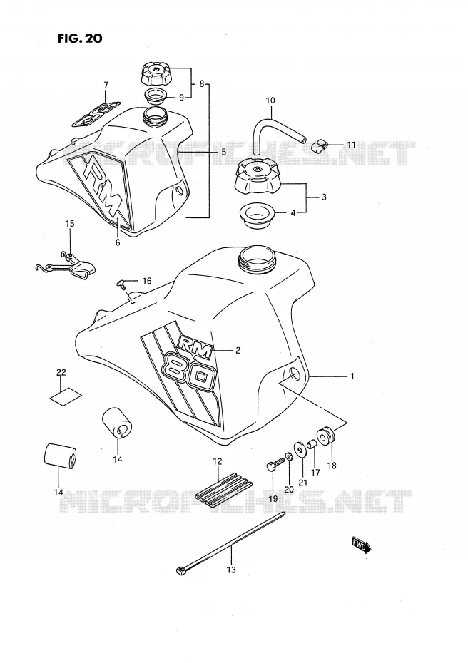 BENZINETANK (MODELE G/H) Suzuki MOTO 80 RM 1987  RM80XH(E2)