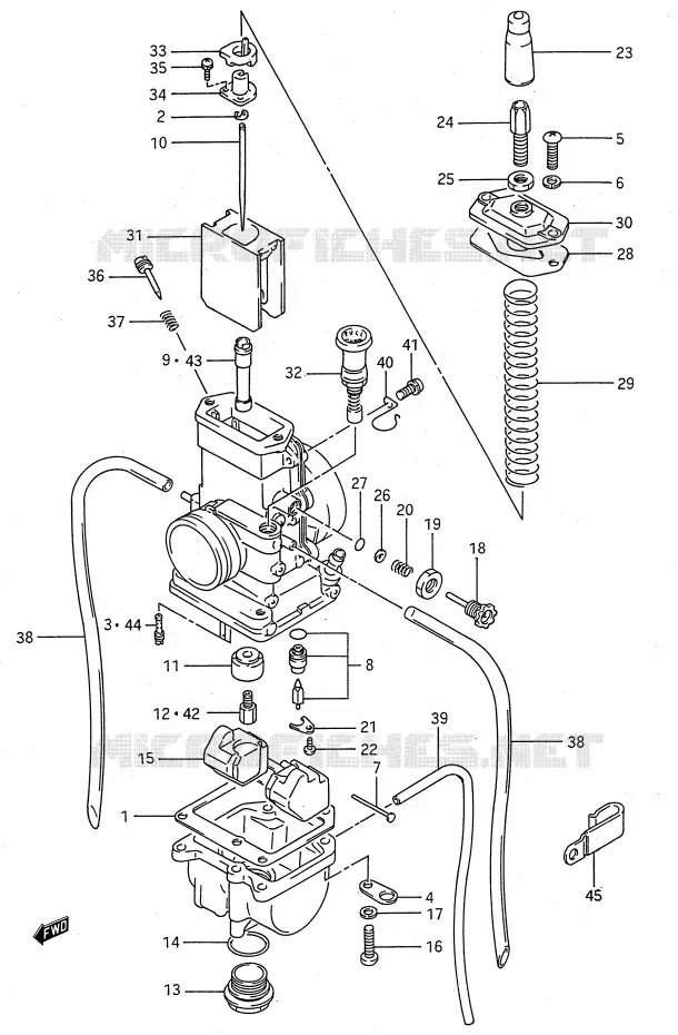CARBURATOR (MODELE K/L/M/N/P/R/S) Suzuki MOTO 80 RM 1990  RM80L(E28)