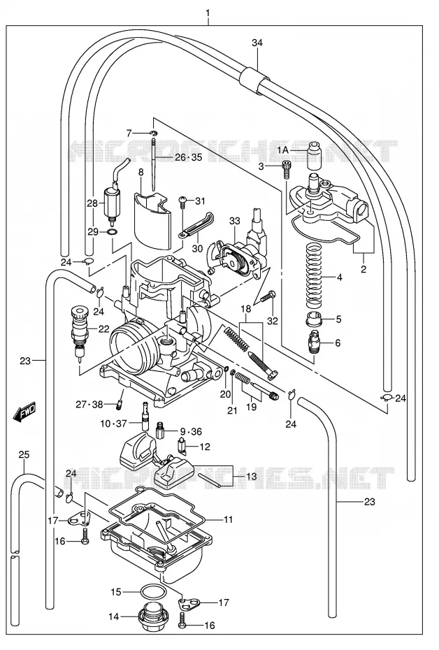 CARBURATOR (MODELE K1) Suzuki MOTO 250 RM 2005  RM250K5(E3/E28)