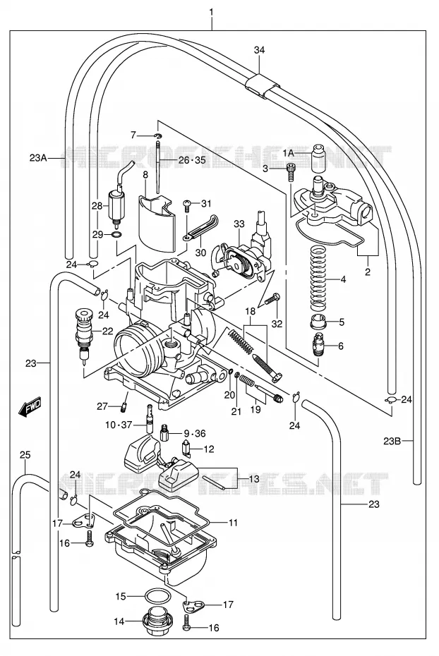 CARBURATOR (MODELE K4) Suzuki MOTO 250 RM 2004  RM250K4(E3/E28)