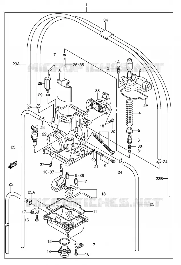 CARBURATOR (MODELE K5) Suzuki MOTO 250 RM 2003  RM250K3(E3/E28)