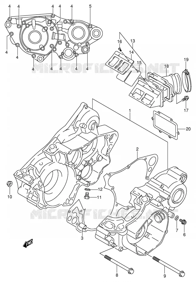 CASING (MODELE K1/K2) Suzuki MOTO 250 RM 2002  RM250K2(E3/E28)