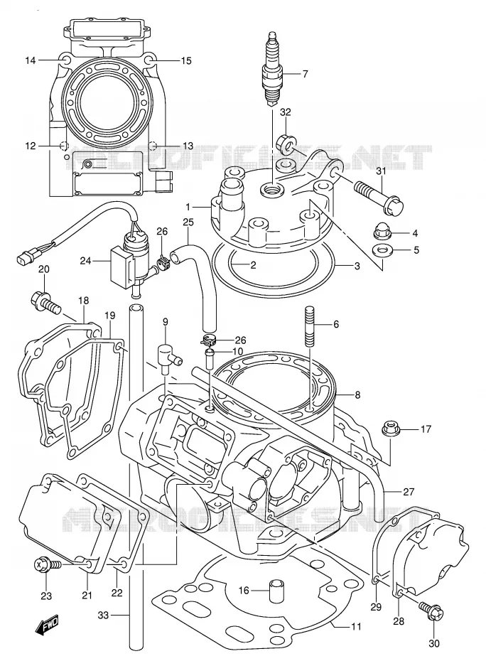 CILINDER (MODELE K1) Suzuki MOTO 250 RM 2002  RM250K2(E3/E28)