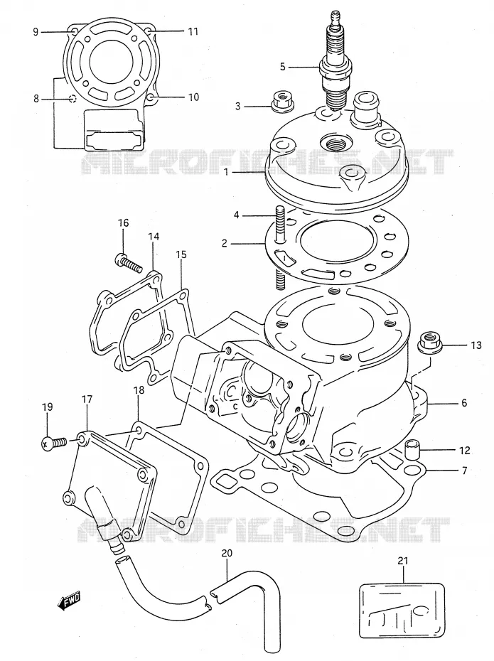 CILINDER (MODELE L) Suzuki MOTO 80 RM 1987  RM80H(E28)