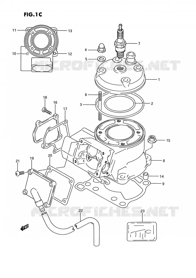 CILINDER (MODELE M/N/P/R/S) Suzuki MOTO 80 RM 1990  RM80L(E3)