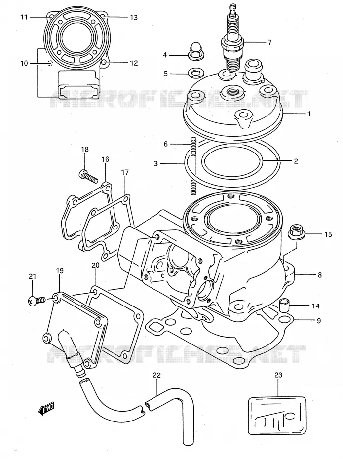 CILINDER (MODELE M/N/P/R/S) Suzuki MOTO 80 RM 1992  RM80N(E28)
