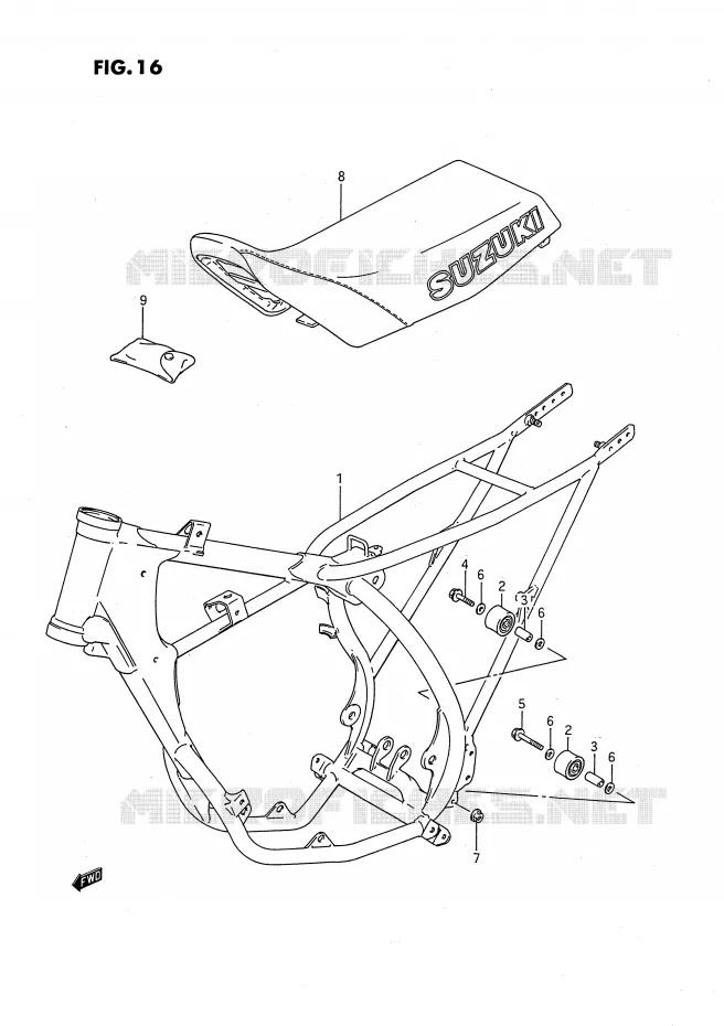 FRAME - SEAT (MODELE G) Suzuki MOTO 80 RM 1988  RM80XJ(E2)