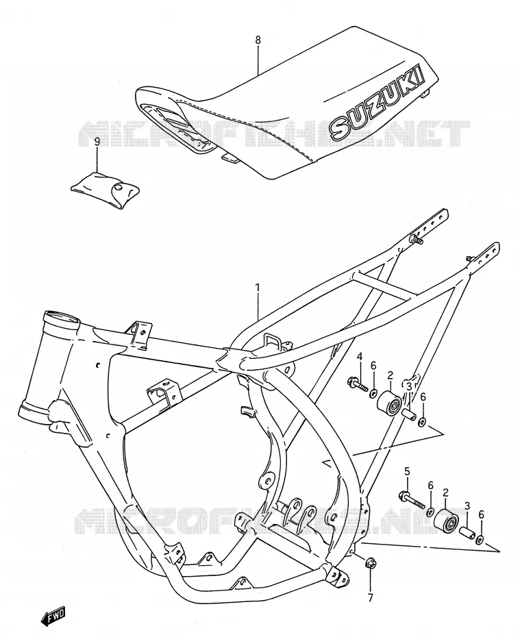 FRAME - SEAT (MODELE G) Suzuki MOTO 80 RM 1989  RM80K(E28)