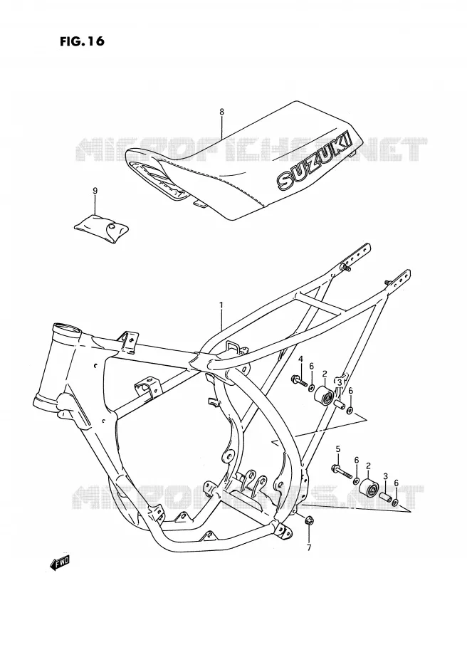FRAME - SEAT (MODELE G) Suzuki MOTO 80 RM 1989  RM80K(E3)