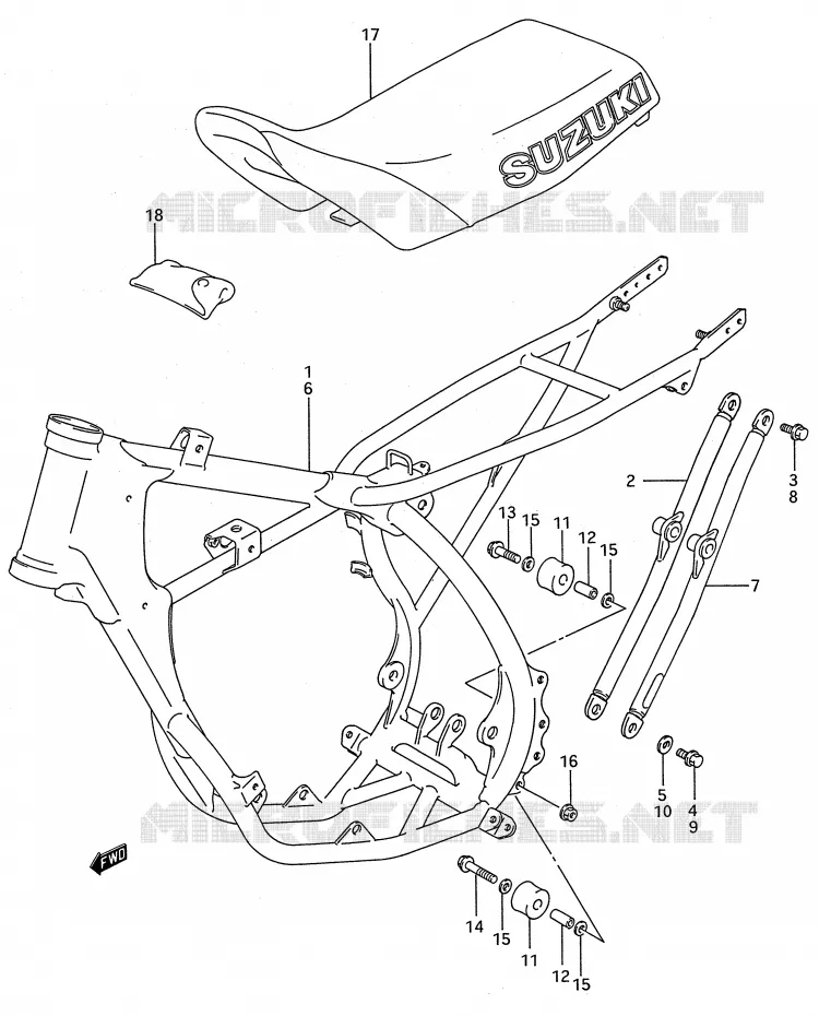 FRAME - SEAT (MODELE H/J/K/L) Suzuki MOTO 80 RM 1990  RM80L(E28)