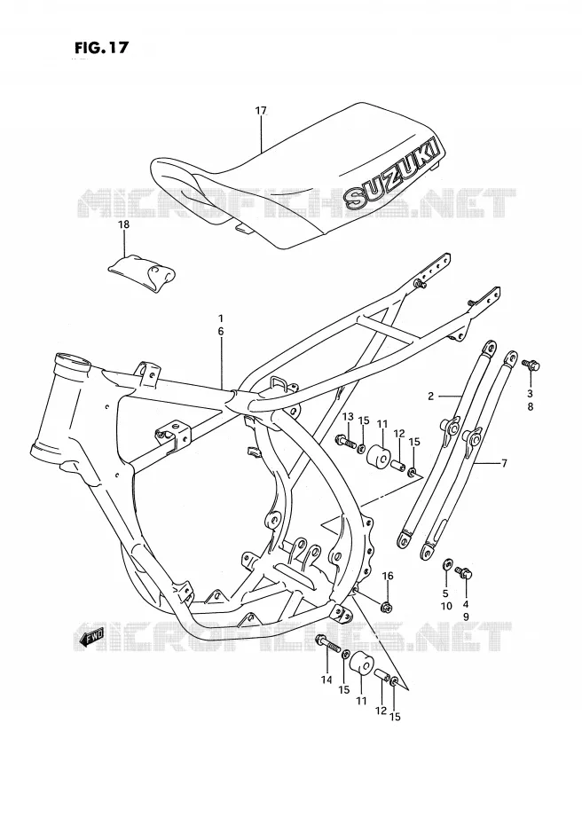 FRAME - SEAT (MODELE H/J/K/L) Suzuki MOTO 80 RM 1994  RM80R(E3)