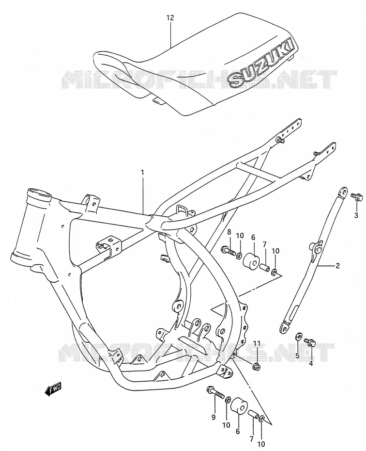 FRAME - SEAT (MODELE M/N) Suzuki MOTO 80 RM 1992  RM80N(E28)