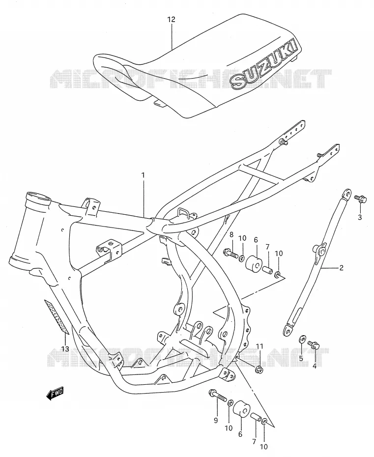 FRAME - SEAT (MODELE P/R/S) Suzuki MOTO 80 RM 1986  RM80G(E28)
