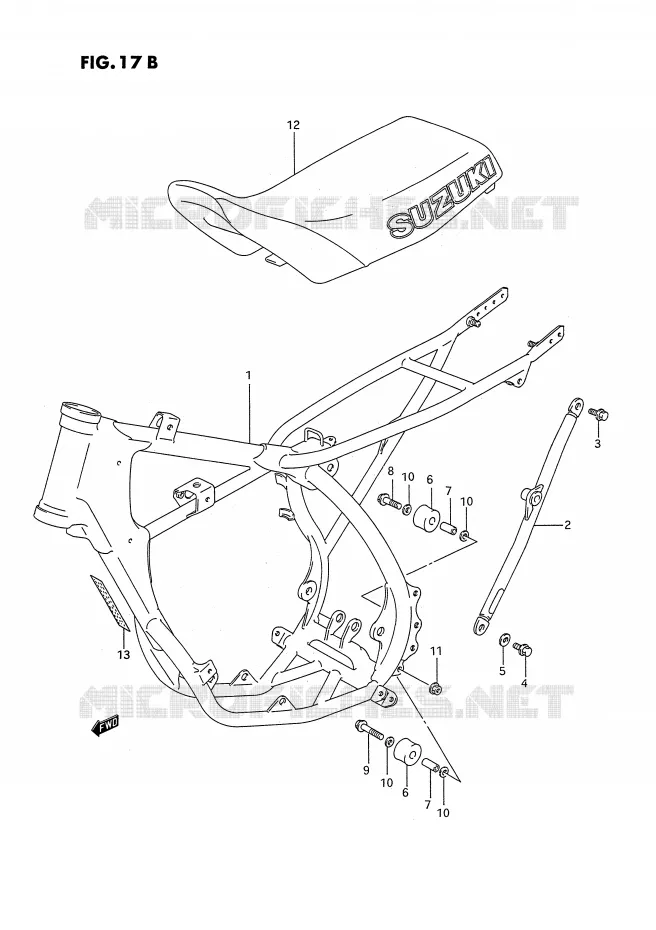 FRAME - SEAT (MODELE P/R/S) Suzuki MOTO 80 RM 1994  RM80R(E3)