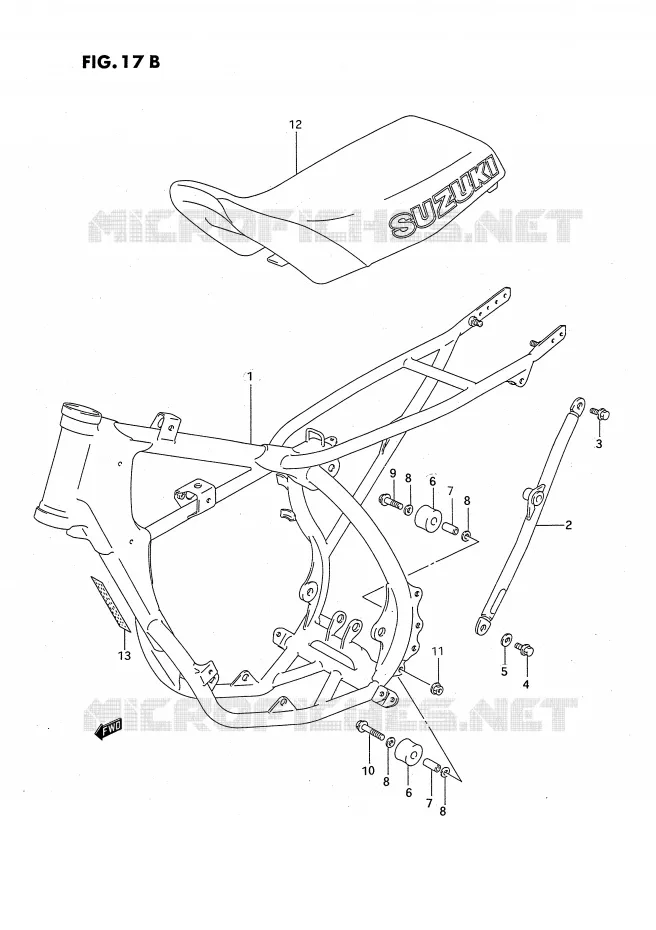FRAME - SEAT (MODELE P/R/S) Suzuki MOTO 80 RM 1995  RM80XS(E2)
