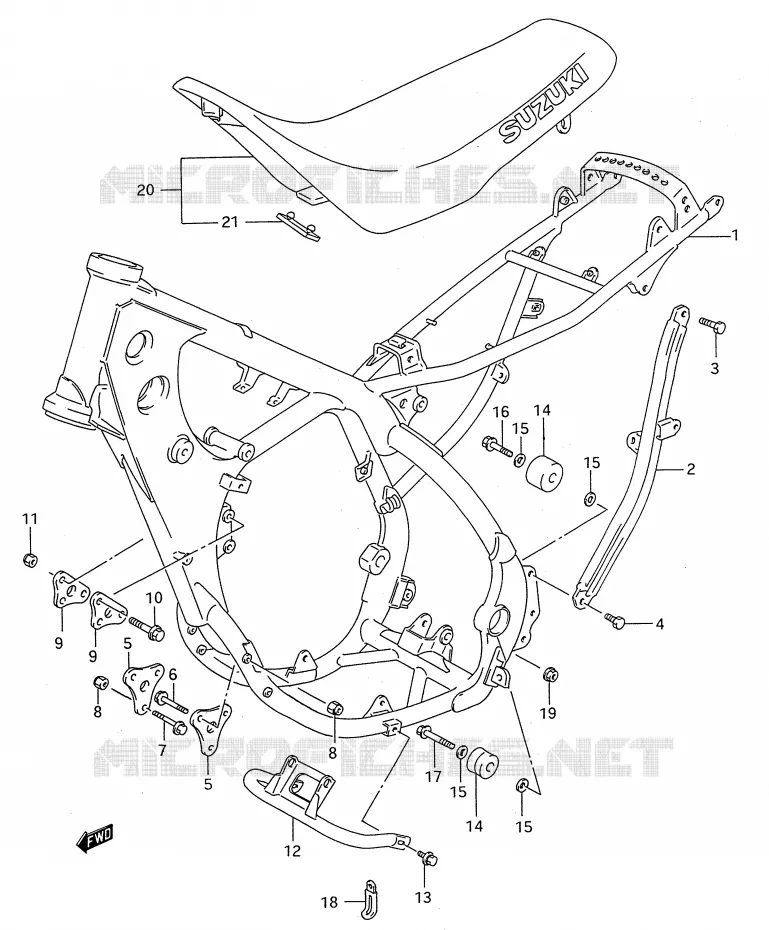 FRAME - SEAT (MODELE P/R) Suzuki MOTO 250 RMX 1990  RMX250L(E28)
