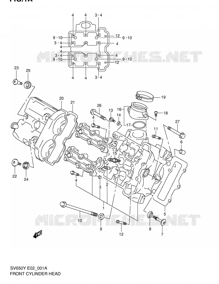 FRONT CILINDERKOP Suzuki MOTO 650 SV-S 2000  SV650SY(E2)