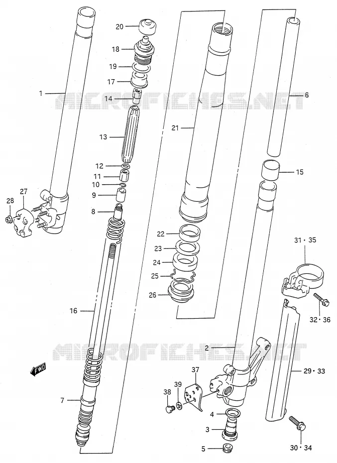 FRONT SCHOKDEMPER (MODELE K) Suzuki MOTO 250 RMX 1989  RMX250K(E28)