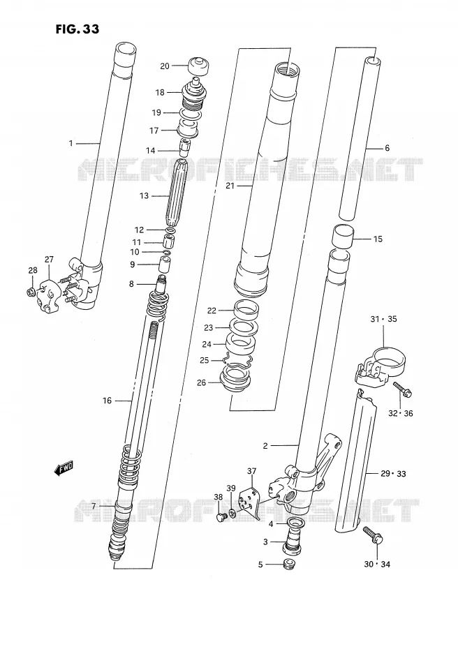 FRONT SCHOKDEMPER (MODELE K) Suzuki MOTO 250 RMX 1990  RMX250L(E3)