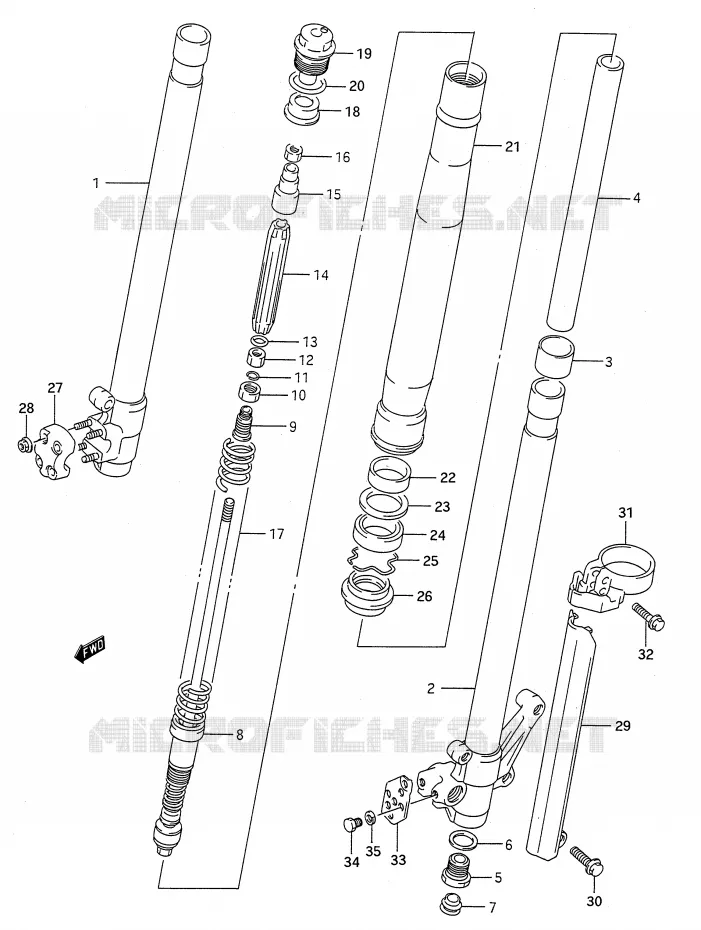 FRONT SCHOKDEMPER (MODELE L) Suzuki MOTO 250 RMX 1991  RMX250M(E28)