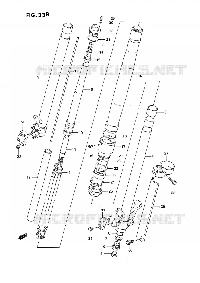 FRONT SCHOKDEMPER (MODELE M) Suzuki MOTO 250 RMX 1993  RMX250P(E3)