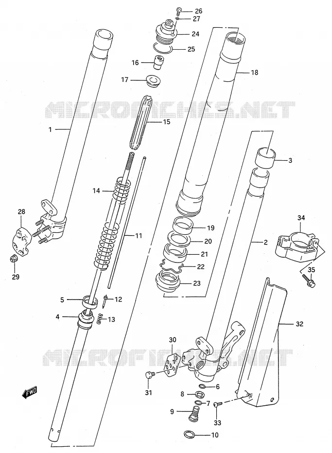 FRONT SCHOKDEMPER (MODELE N) Suzuki MOTO 250 RMX 1991  RMX250M(E28)