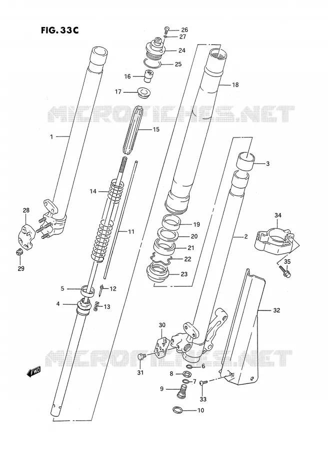 FRONT SCHOKDEMPER (MODELE N) Suzuki MOTO 250 RMX 1994  RMX250R(E3)