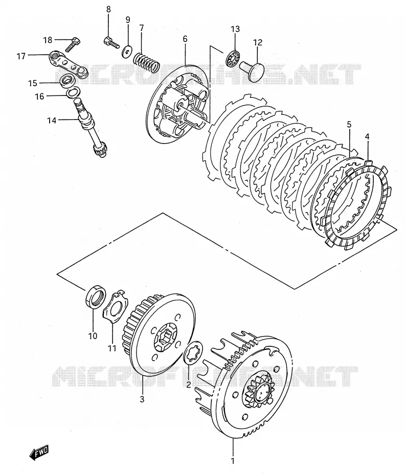 KOPPELING (MODELE G/H/J) Suzuki MOTO 80 RM 1988  RM80J(E28)