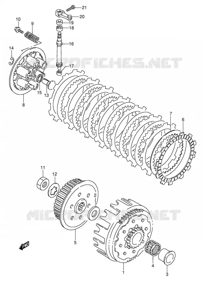 KOPPELING (MODELE K/L/M) Suzuki MOTO 250 RMX 1992  RMX250N(E1)